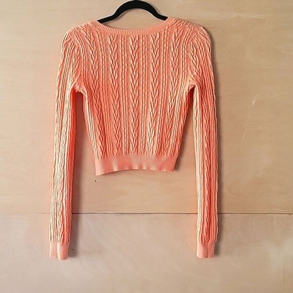 Free People Cable Cropped Knit Sweater Top Wool Coquette CottageCore Feminine XS - Picture 4 of 8